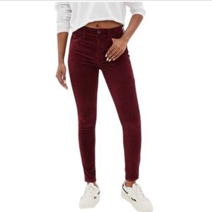 American Eagle 10 New Corduroy High Rise Jeggings Stretch Wine Color Burgundy